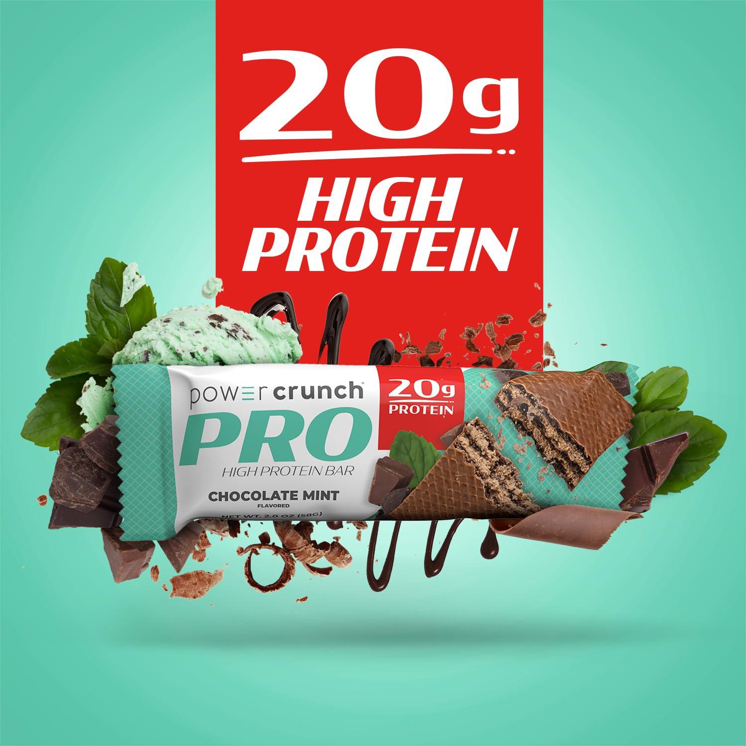 image:imagePower Crunch PRO Protein Wafer Bars High Protein Snacks with Delicious Taste Chocolate Mint 20 Ounce 4 Count