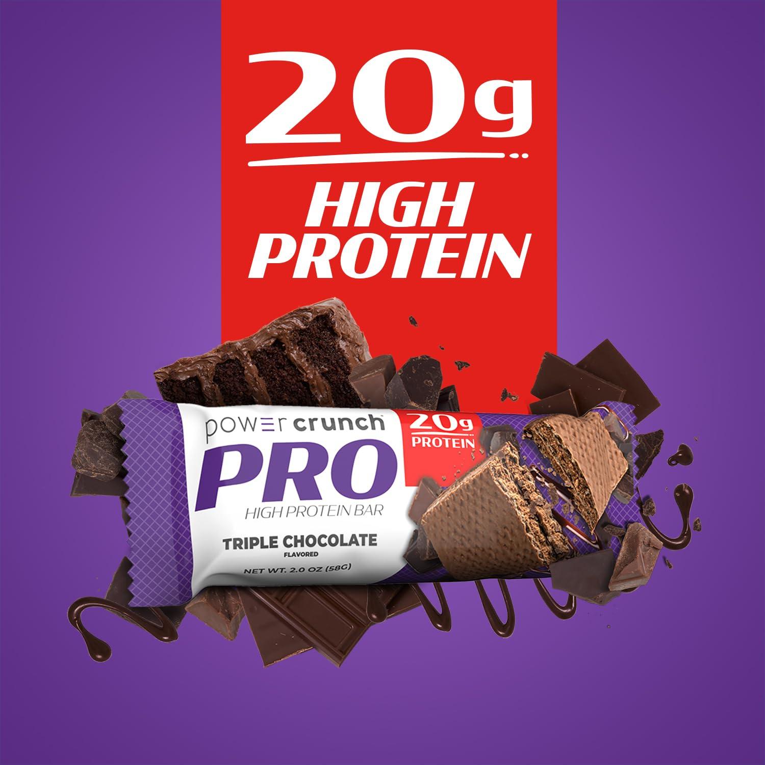 image:imagePower Crunch PRO Protein Wafer Bars High Protein Snacks with Delicious Taste Triple Chocolate 20 Ounce 4 Count1 Count Pack of 4