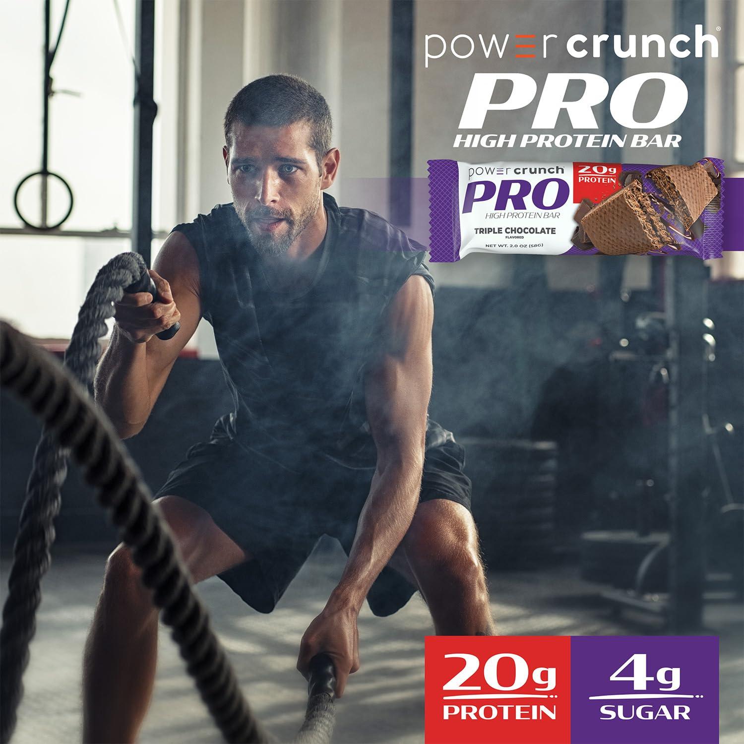 image:imagePower Crunch PRO Protein Wafer Bars High Protein Snacks with Delicious Taste Triple Chocolate 20 Ounce 4 Count1 Count Pack of 4
