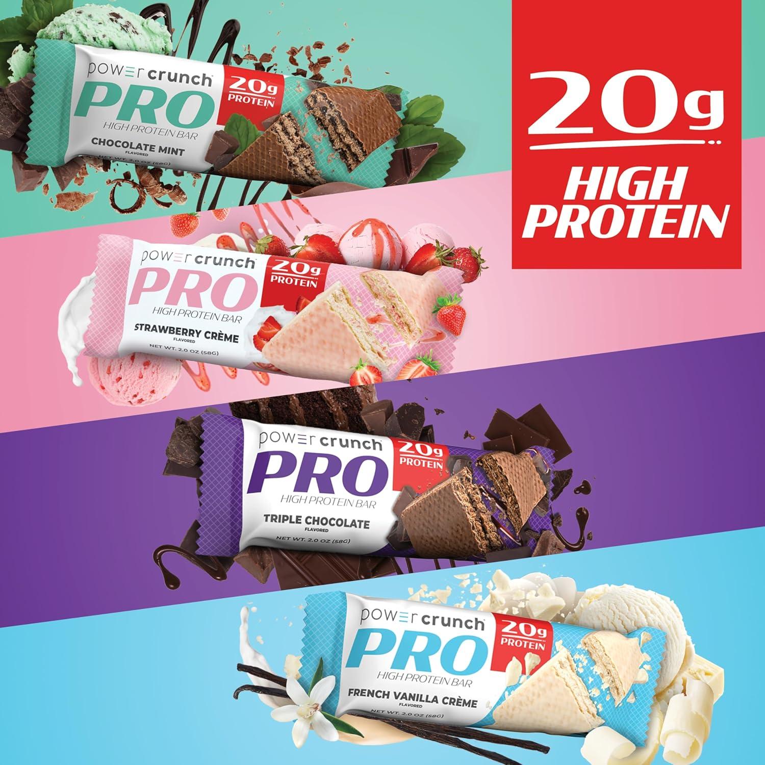 image:imagePower Crunch PRO Protein Wafer Bars Variety Pack in 4 Flavors 20 Ounce Bars 16 Count High Protein