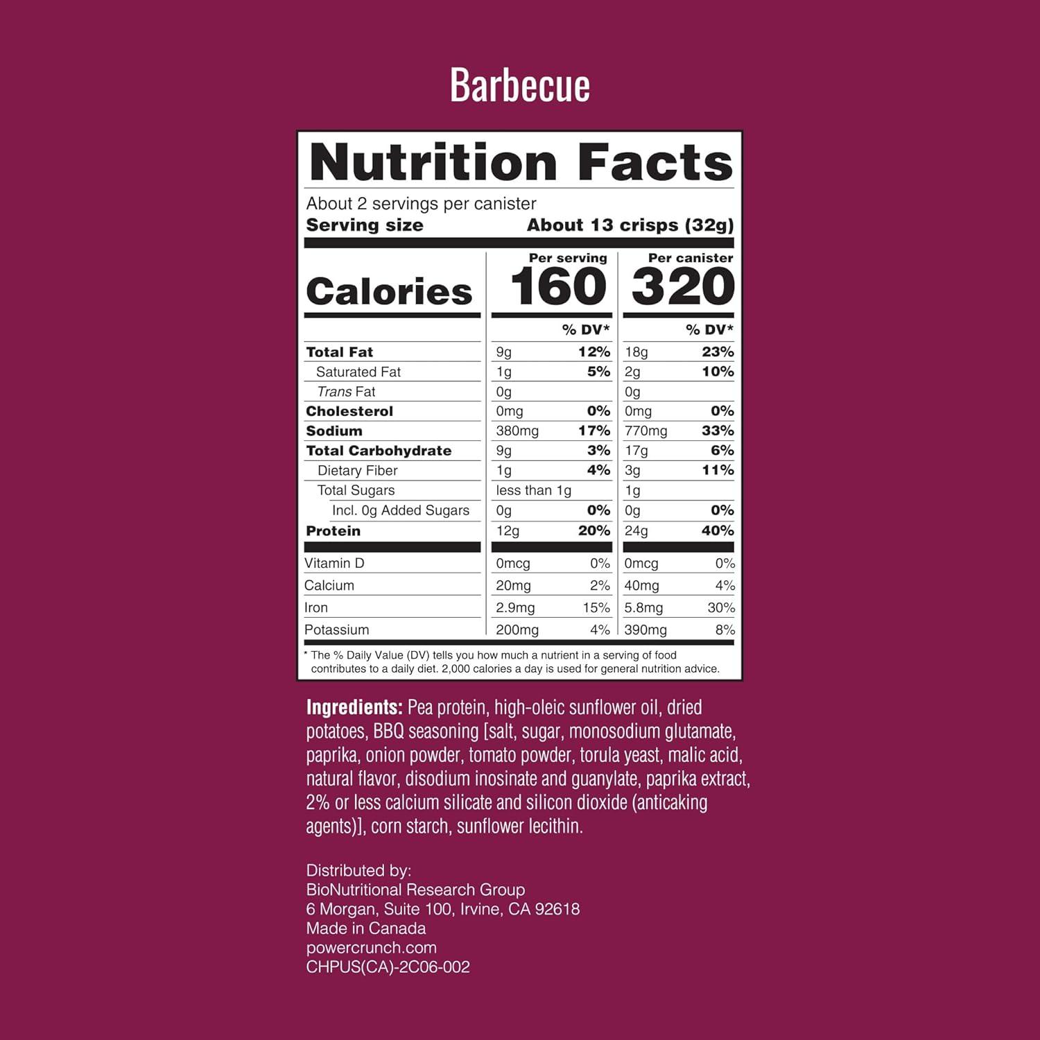 image:imagePower Crunch Protein CRISPS a Potato Style Protein Chip BBQ 12g of protein 105 ounces per serving Pack of 6
