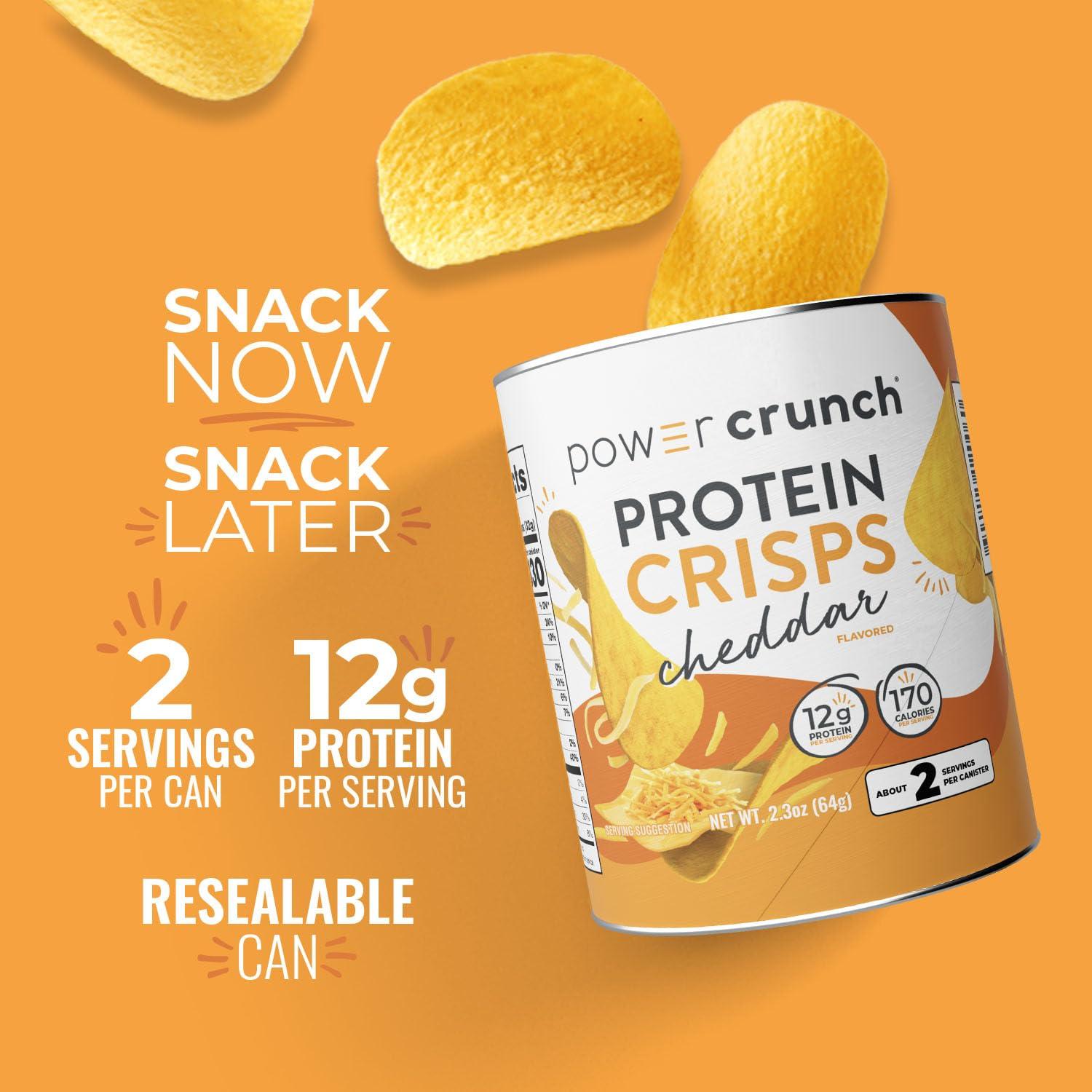 image:imagePower Crunch Protein CRISPS a Potato Style Protein Chip Cheddar 12g of protein 105 ounces per serving Pack of 6