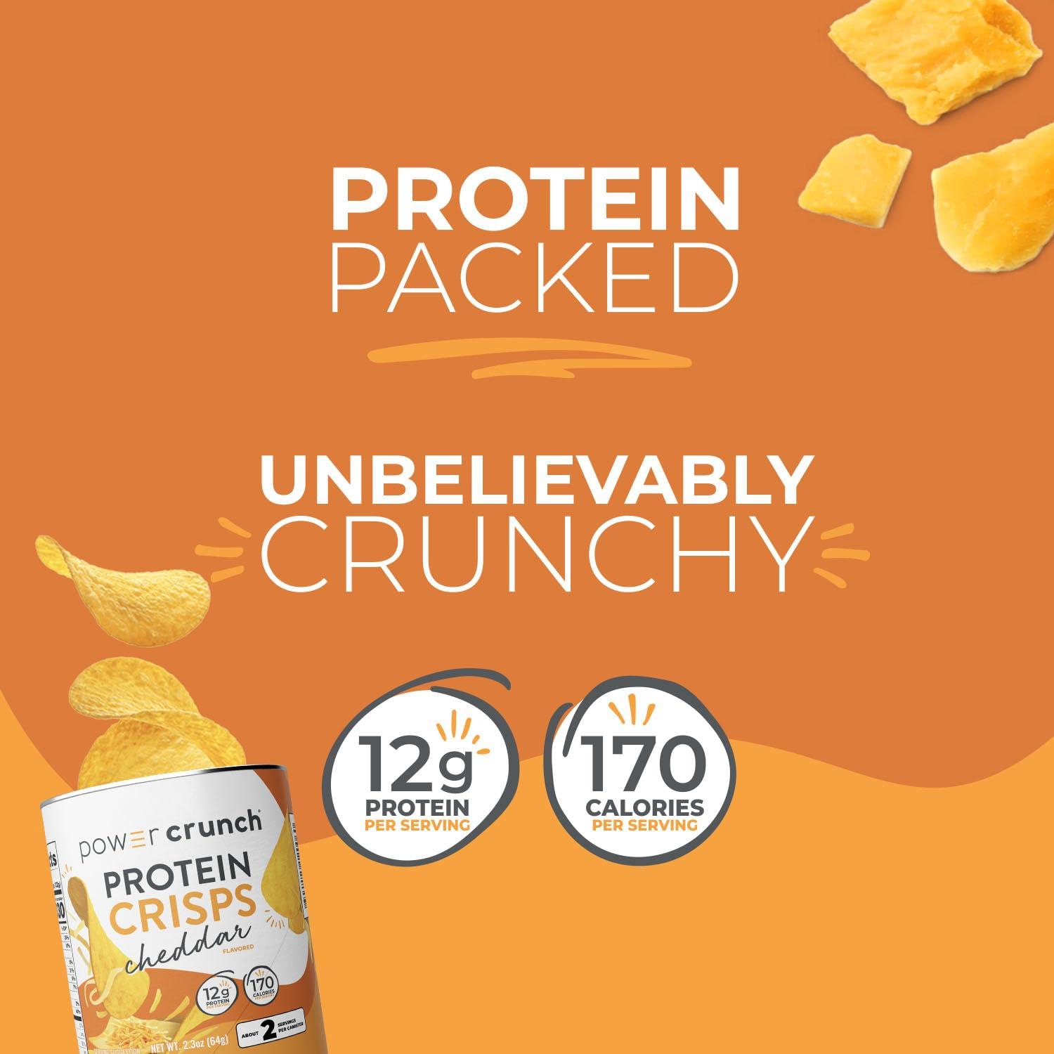 image:imagePower Crunch Protein CRISPS a Potato Style Protein Chip Cheddar 12g of protein 105 ounces per serving Pack of 6