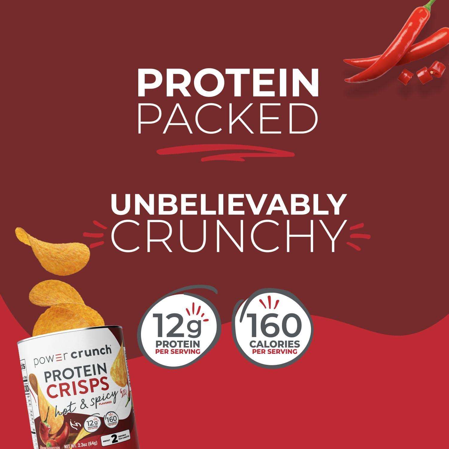 image:imagePower Crunch Protein CRISPS a Potato Style Protein Chip Hot amp Spicy 12g of protein 105 ounces per serving Pack of 6