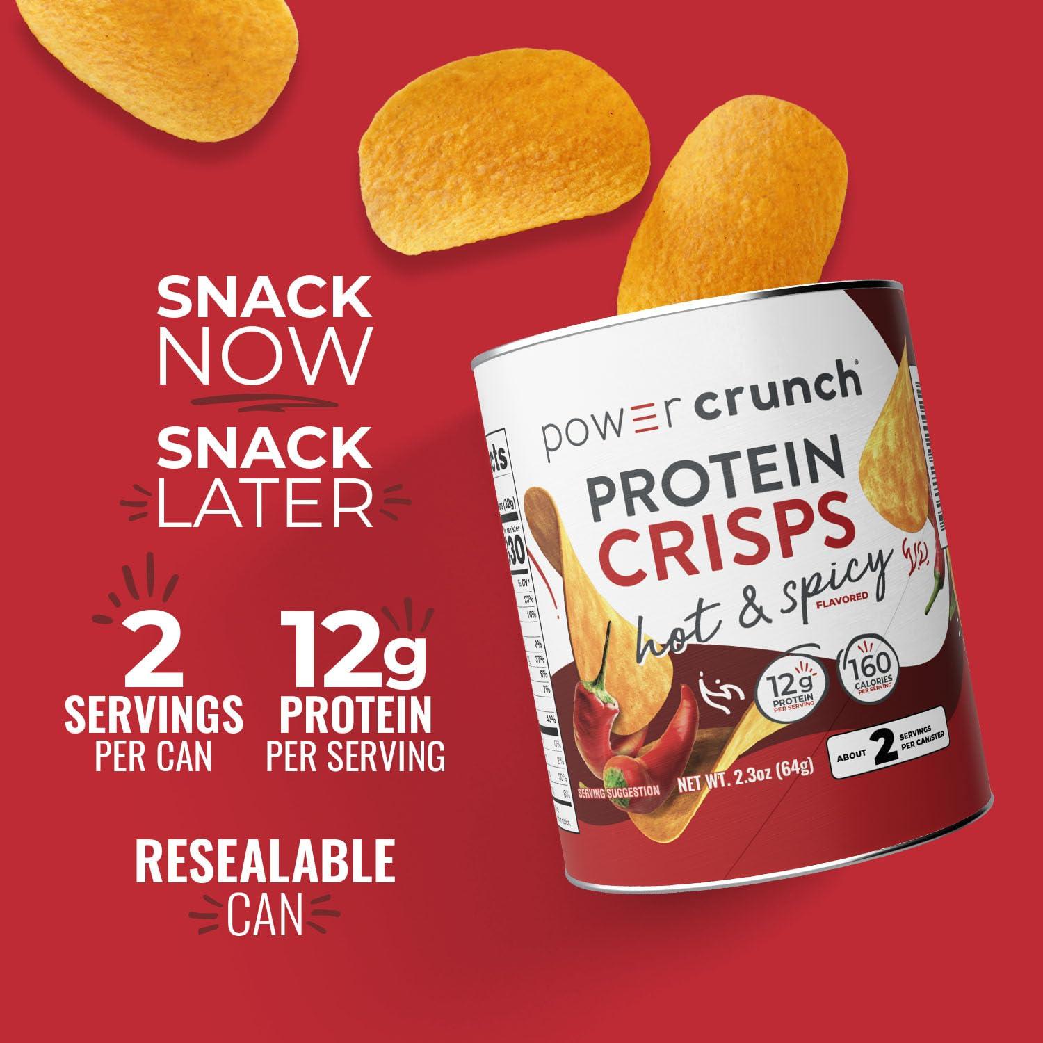 image:imagePower Crunch Protein CRISPS a Potato Style Protein Chip Hot amp Spicy 12g of protein 105 ounces per serving Pack of 6