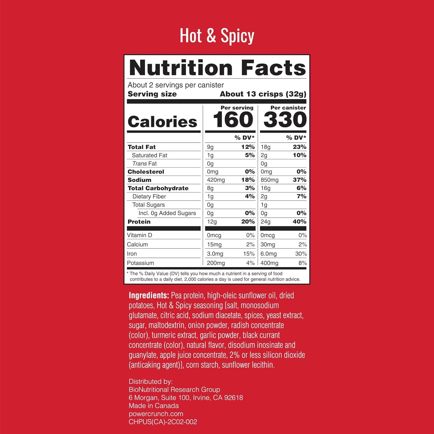 image:imagePower Crunch Protein CRISPS a Potato Style Protein Chip Hot amp Spicy 12g of protein 105 ounces per serving Pack of 6