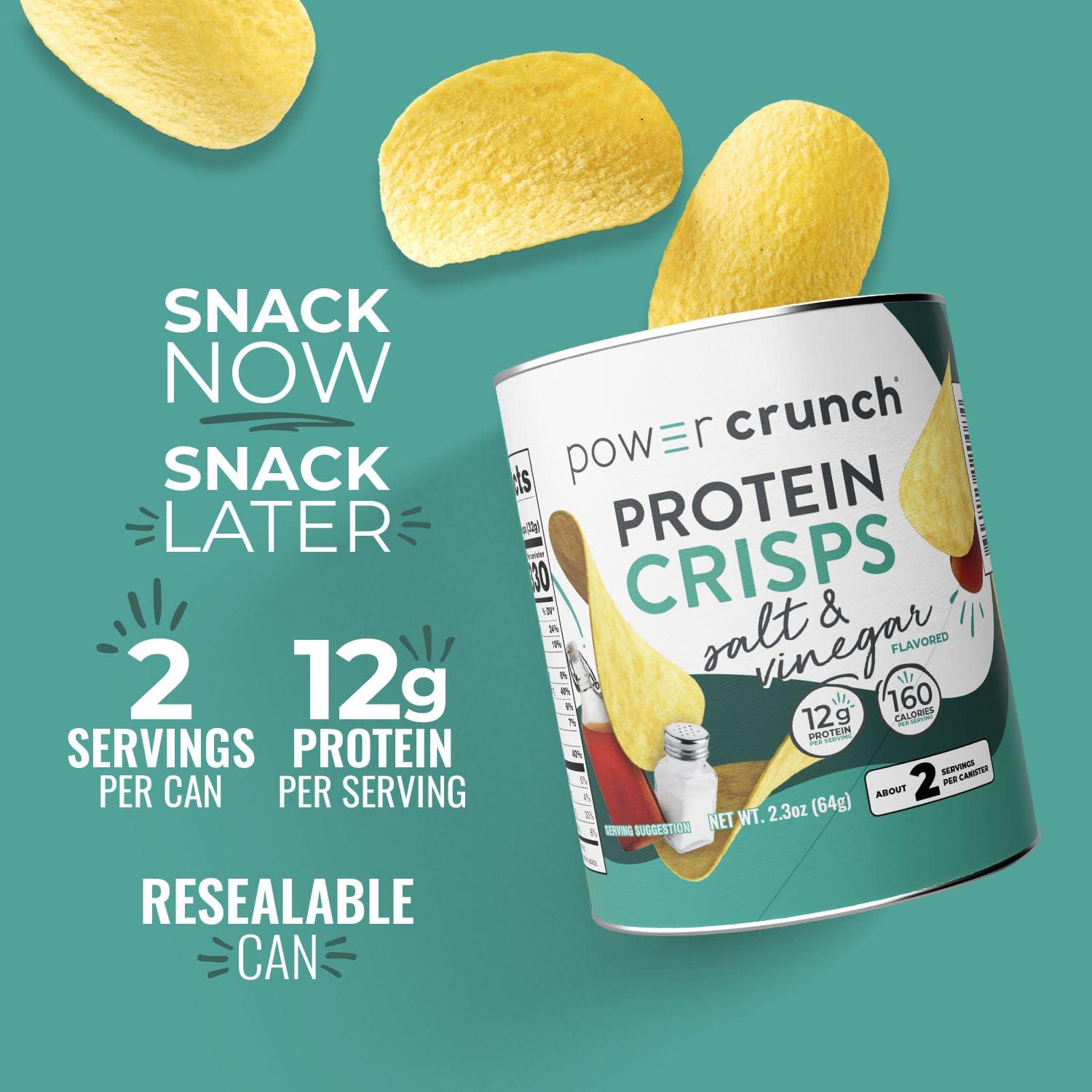image:imagePower Crunch Protein CRISPS a Potato Style Protein Chip Salt amp Vinegar 12g of protein 105 ounces per serving Pack of 6