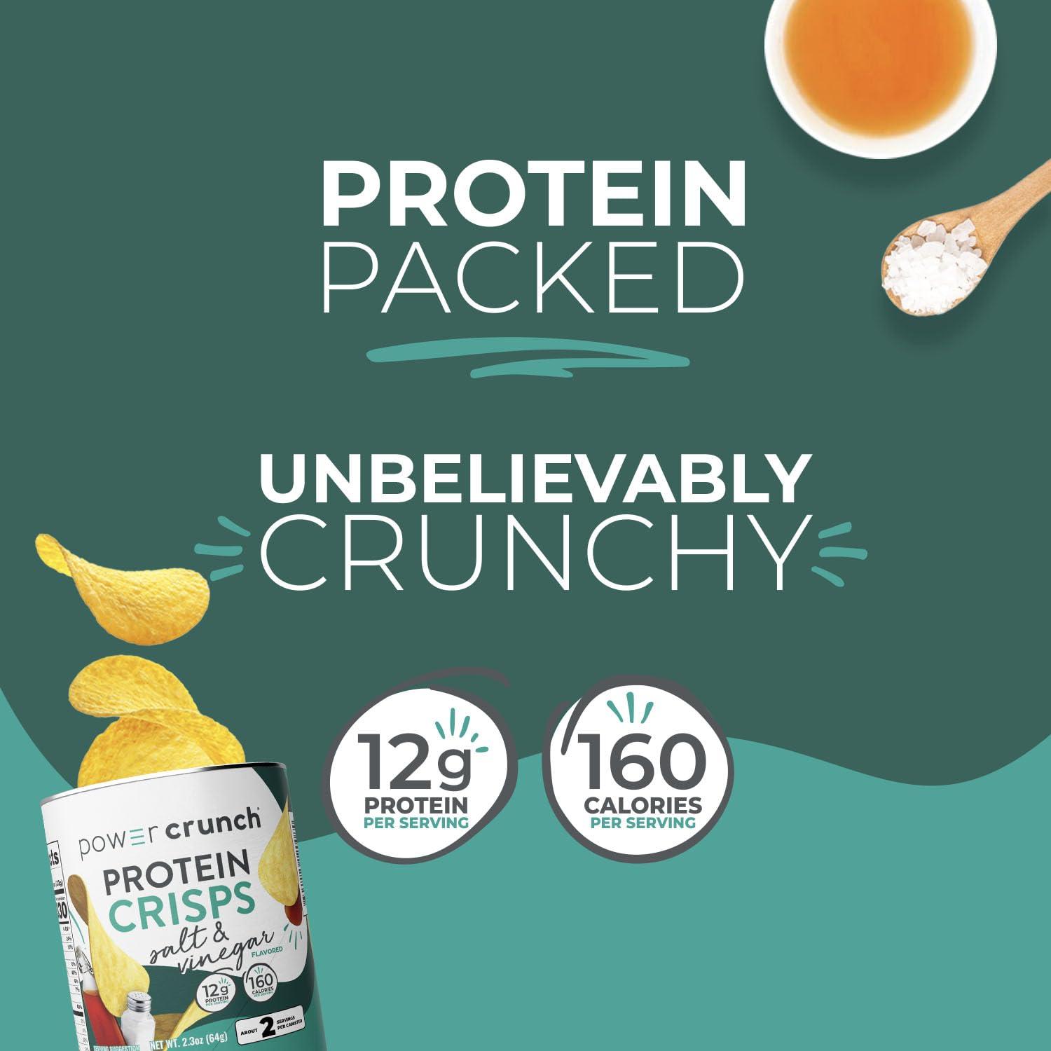 image:imagePower Crunch Protein CRISPS a Potato Style Protein Chip Salt amp Vinegar 12g of protein 105 ounces per serving Pack of 6