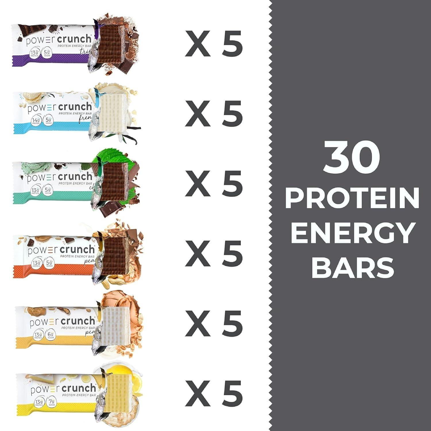 image:imagePower Crunch Protein Wafer Bars Variety Pack in 6 Flavors 14 Ounce Bars 30 Count High Protein Snacks with Delicious Taste30 Count Variety Pack