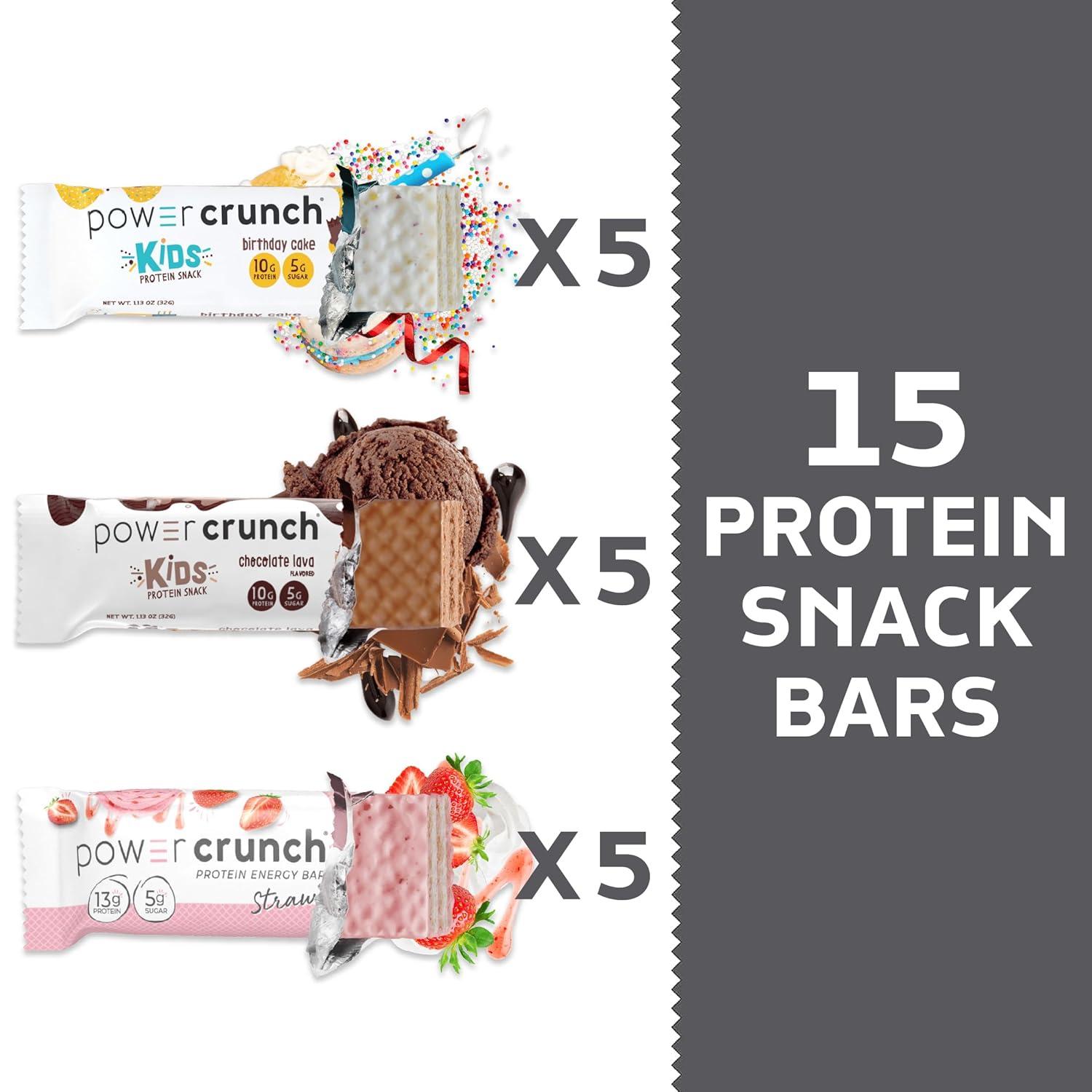 image:imagePower Crunch Protein Wafer Bars and Power Crunch KIDS Protein Bars Variety Pack 15 Count High Protein Snacks with Delicious Taste