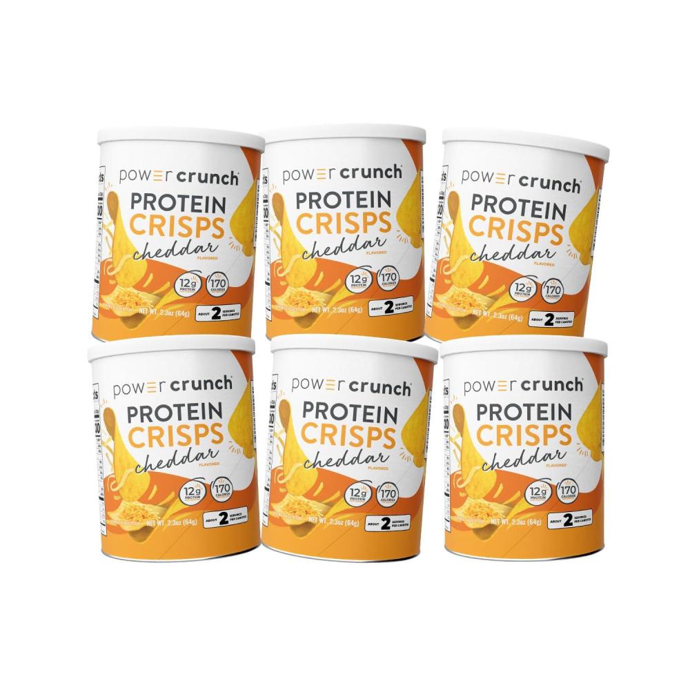 image:imagePower Crunch Protein CRISPS a Potato Style Protein Chip Cheddar 12g of protein 105 ounces per serving Pack of 6