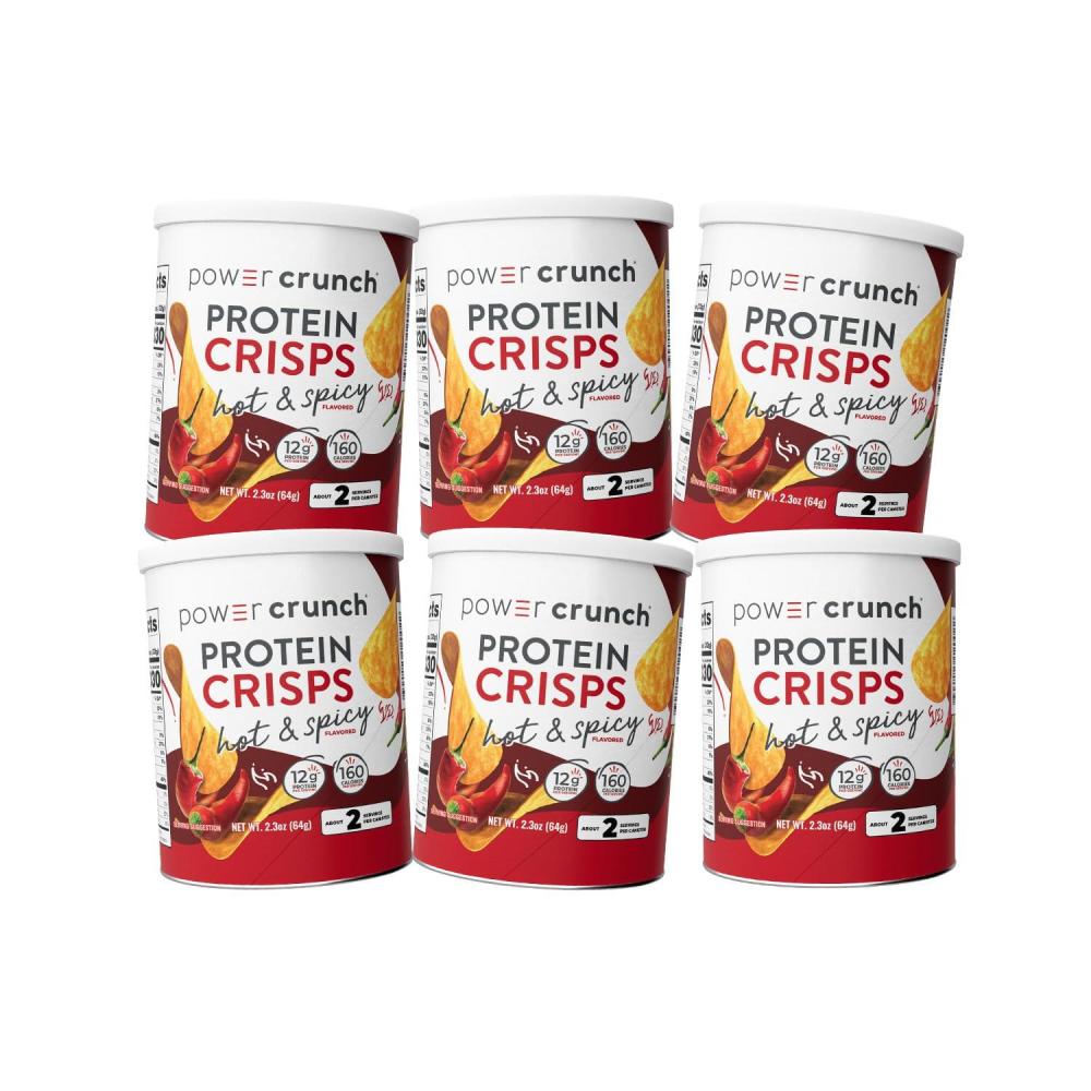 image:imagePower Crunch Protein CRISPS a Potato Style Protein Chip Hot amp Spicy 12g of protein 105 ounces per serving Pack of 6