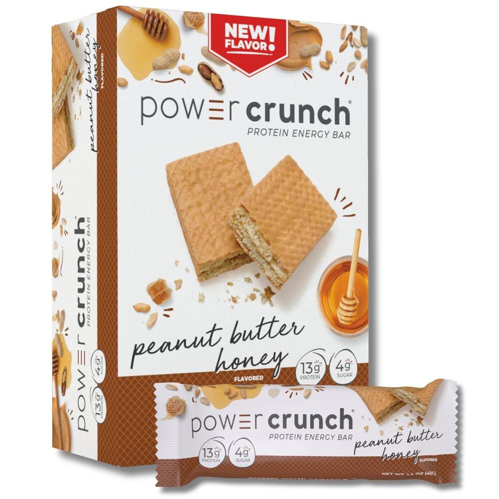 image:imagePower Crunch Protein Wafer Bars High Protein Snacks with Delicious Taste Peanut Butter Honey 14 Ounce 5 Count1 Count Pack of 5