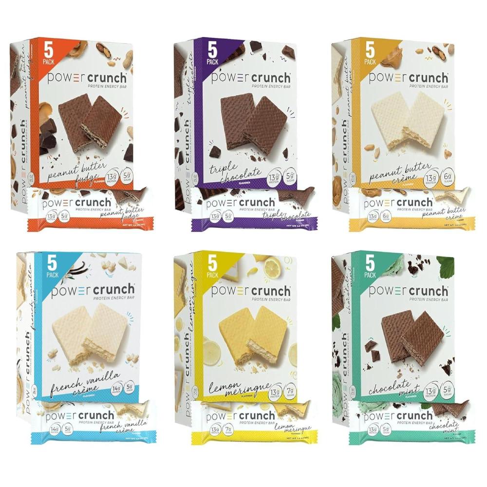 image:imagePower Crunch Protein Wafer Bars Variety Pack in 6 Flavors 14 Ounce Bars 30 Count High Protein Snacks with Delicious Taste30 Count Variety Pack