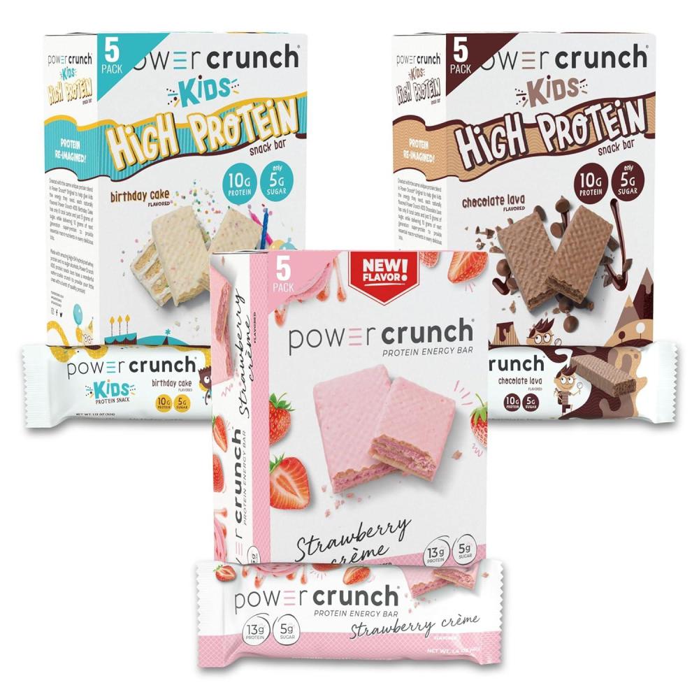 image:imagePower Crunch Protein Wafer Bars and Power Crunch KIDS Protein Bars Variety Pack 15 Count High Protein Snacks with Delicious Taste