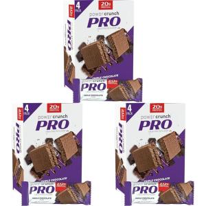image:imagePower Crunch PRO Protein Wafer Bars High Protein Snacks with Delicious Taste Triple Chocolate 20 Ounce 4 Count1 Count Pack of 12