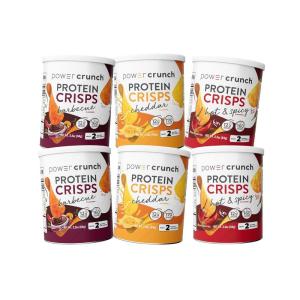 image:imagePower Crunch Protein CRISPS Variety Pack Cheddar Hot amp Spicy BBQ a Potato Style Protein Chip Snack 12g of protein 105 ounces per serving 2 of Each Flavor