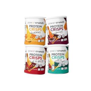 image:imagePower Crunch Protein CRISPS Variety Pack Cheddar Salt amp Vinegar BBQ Hot amp Spicy a Potato Style Protein Chip Snack 12g of protein 105 ounces per serving 1 of Each Flavor