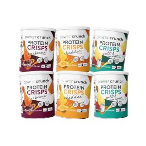 image:imagePower Crunch Protein CRISPS Variety Pack Cheddar Salt amp Vinegar BBQ a Potato Style Protein Chip Snack 12g of protein 105 ounces per serving 2 of Each Flavor
